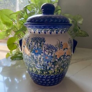 Polish Stoneware Pottery Lidded Jar Kalich Unikat 558